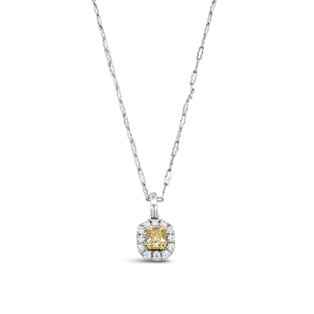 14K White Gold and .33ct Yellow Diamond Pendant