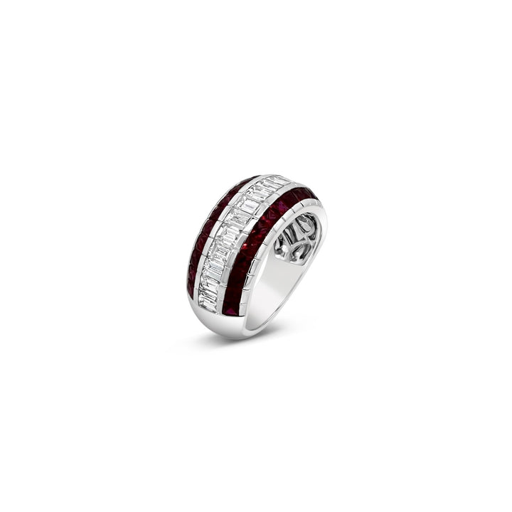 18K White Gold 2.17ctw Ruby & 1.92ctw Diamond Estate Band