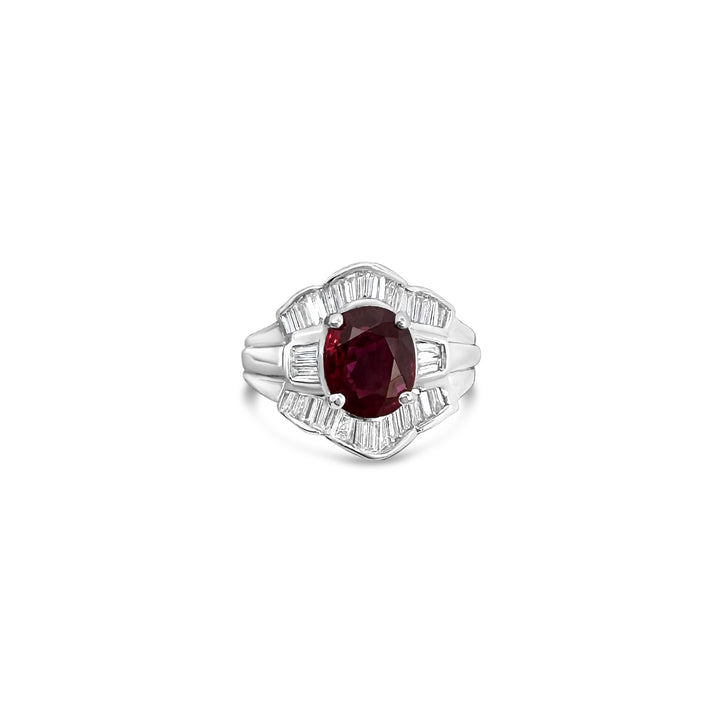 18K White Gold 2.01ct Ruby & 1.00ctw Diamond Estate Ring