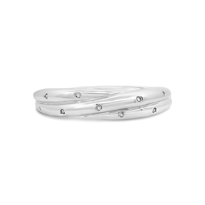 18K White Gold .10ctw Diamond Estate Bangle