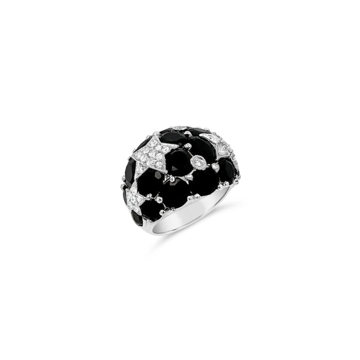 18K White Gold .51ctw Diamond and Black Onyx Star Bubble Estate Ring