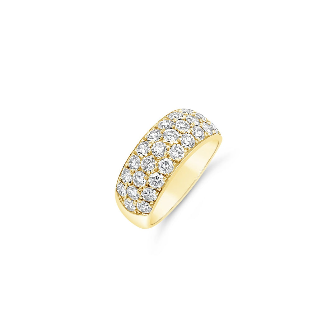 18K Yellow Gold 3.10ctw Diamond 3-Row Diamond Pavé Estate Band