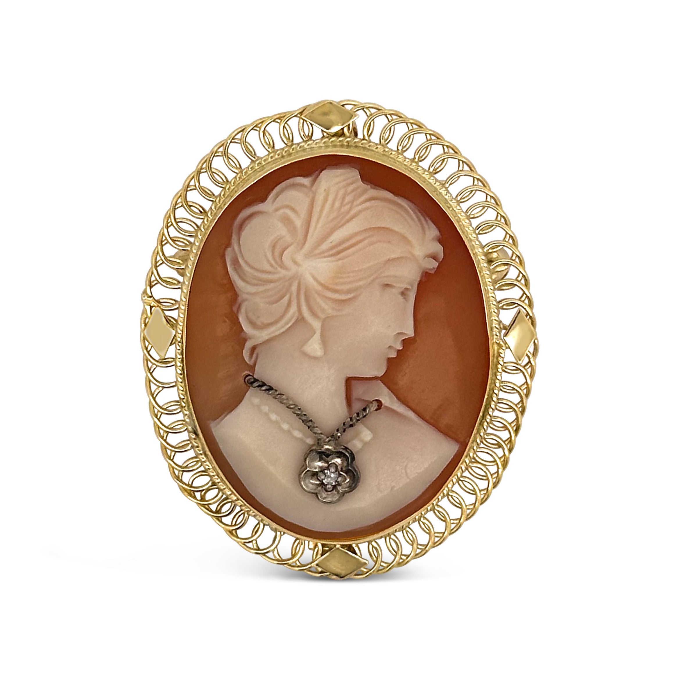 14K yellow good vintage Cameo store pin / pendant