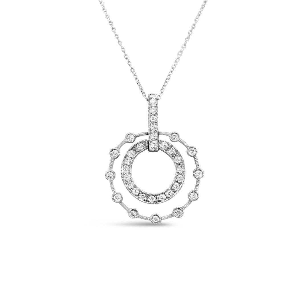 14K White Gold .25ctw Diamond Concentric Circle Pendant