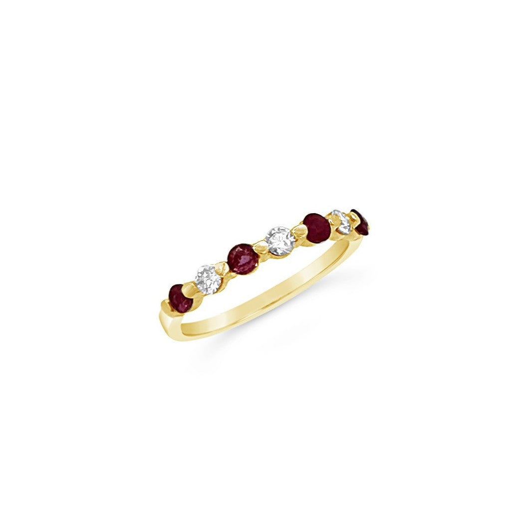 14K Yellow Gold .33 CTW Ruby & .22 CTW Diamond Stacking Ring