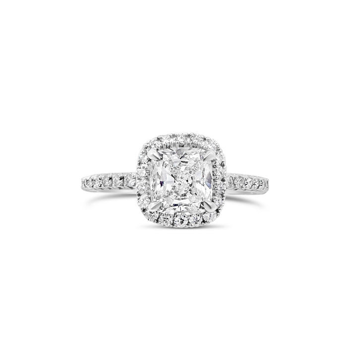 Platinum 2.06 Cushion Diamond Halo Engagement Ring