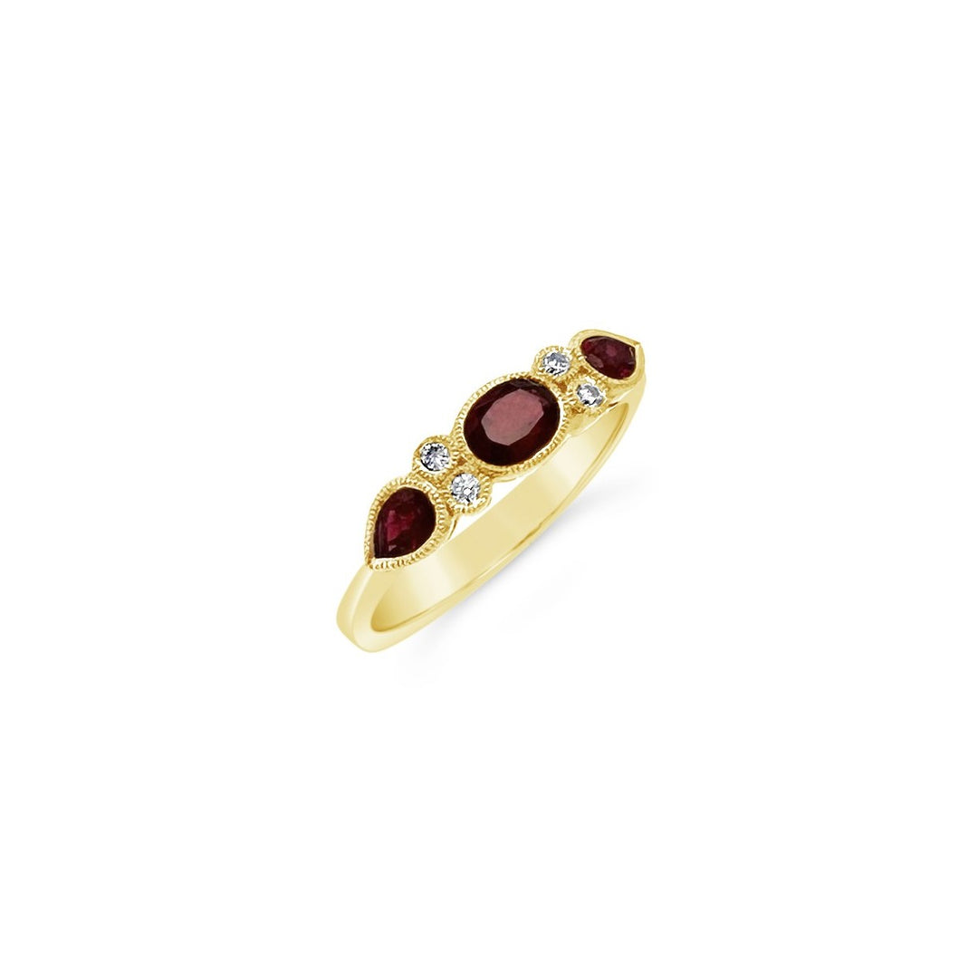 18K Yellow Gold .77 CTW Ruby and .06 CTW Diamond Ring