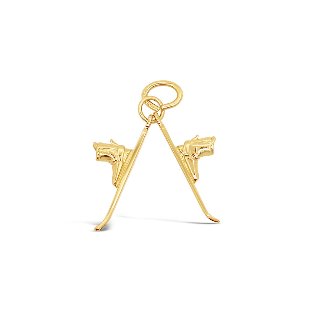 14K Yellow Gold Ski and Boots Charm