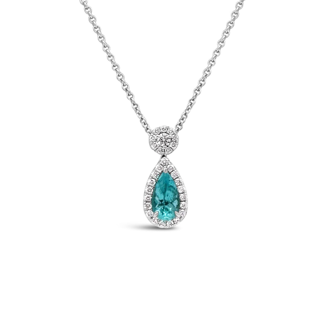 18K White Gold Paraiba Tourmaline Necklace