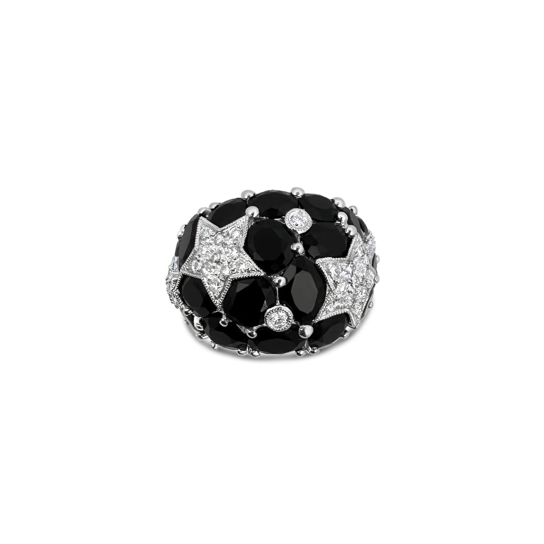 18K White Gold .51ctw Diamond and Black Onyx Star Bubble Estate Ring