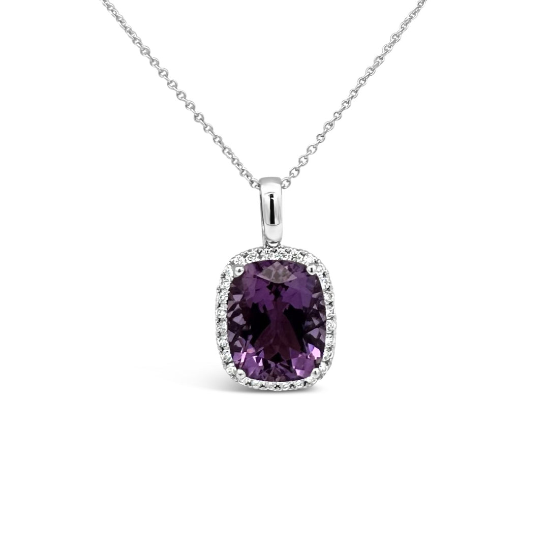 14K White Gold 4.89 Carat Amethyst Necklace