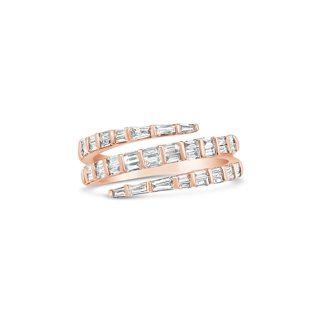 14K Rose Gold .82 CTW Diamond Baguette Coil Band