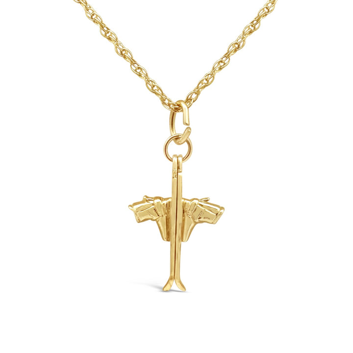 14K Yellow Gold Ski and Boots Charm