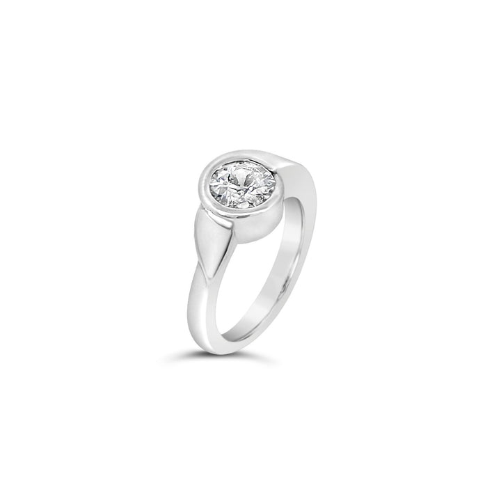 14K White Gold 1.03ct Old European Cut Diamond NTF Custom Design Ring