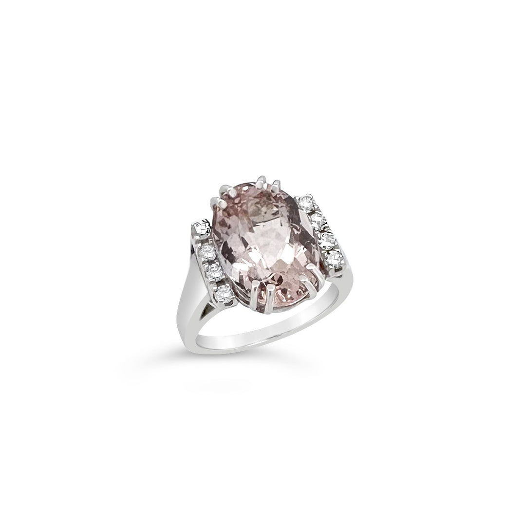 14K White Gold 6.48 Carat Morganite Estate Ring