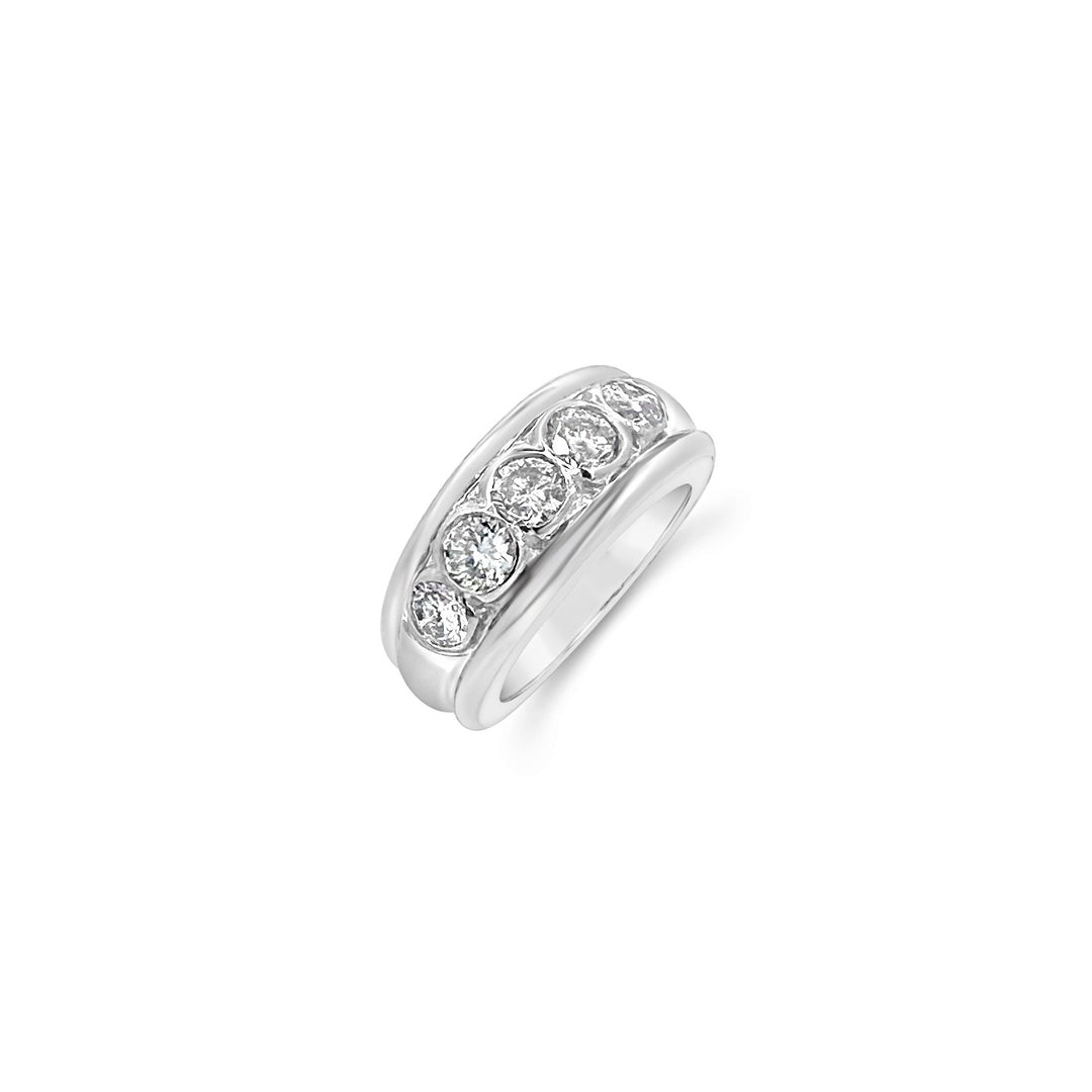 18K White Gold 1.15ctw Diamond 5-Stone Estate Band