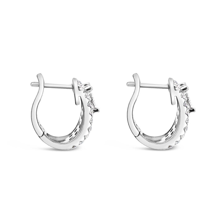 18K White Gold Brown Diamond Hoop Earrings