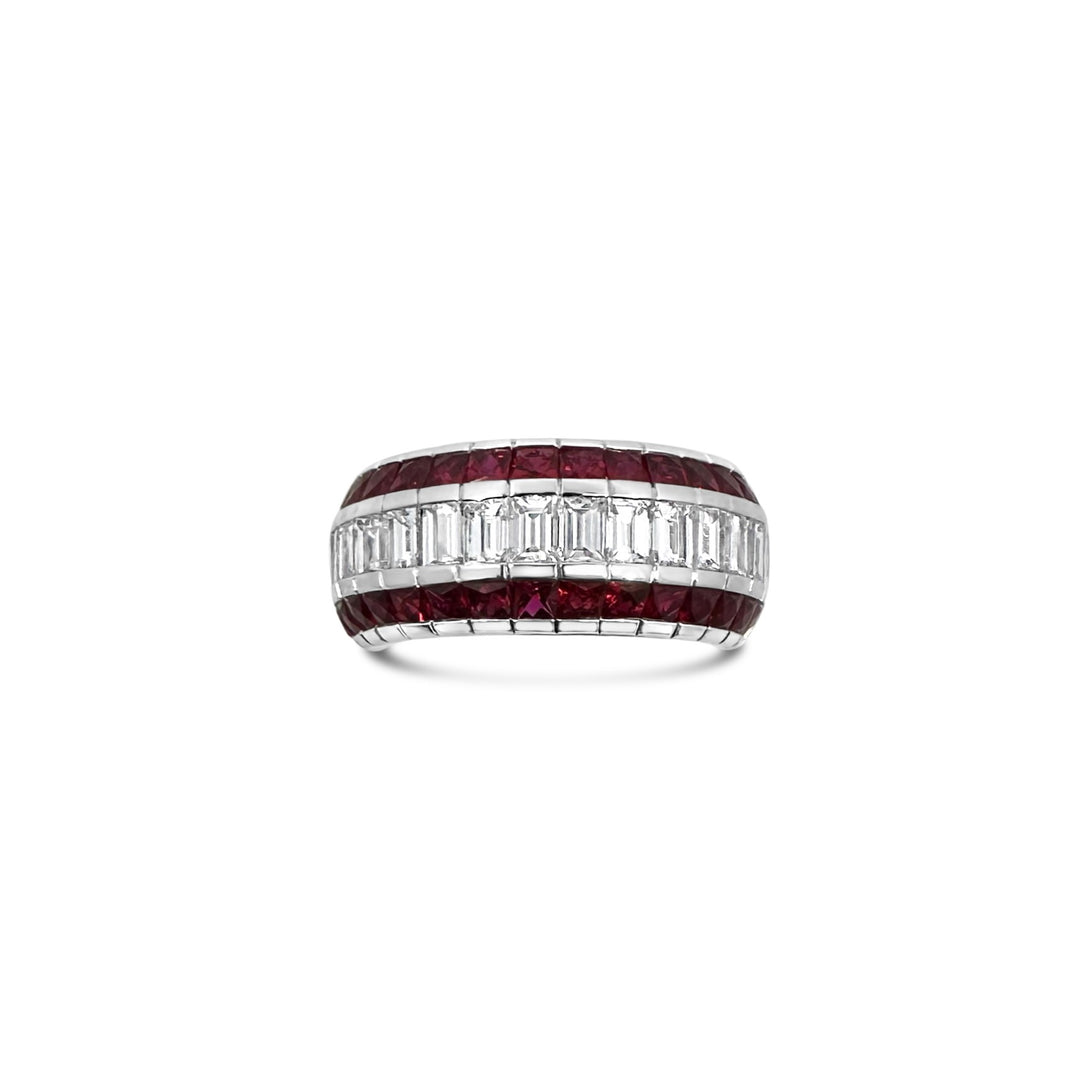 18K White Gold 2.17ctw Ruby & 1.92ctw Diamond Estate Band