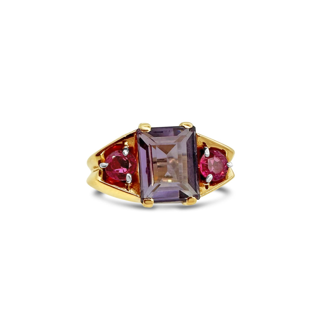 14K Yellow Gold 2.09ct Amethyst and Ruby Estate Ring