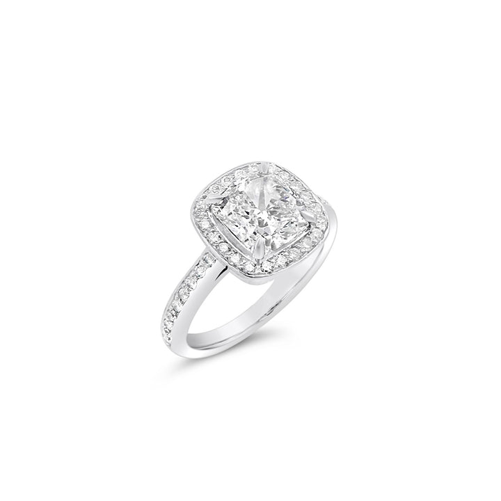 Platinum 2.06 Cushion Diamond Halo Engagement Ring