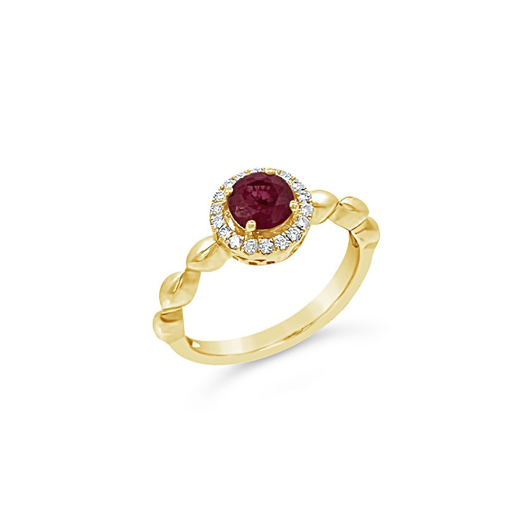 14K Yellow Gold .68 CT Ruby & .13 CTW Diamond Twist Ring