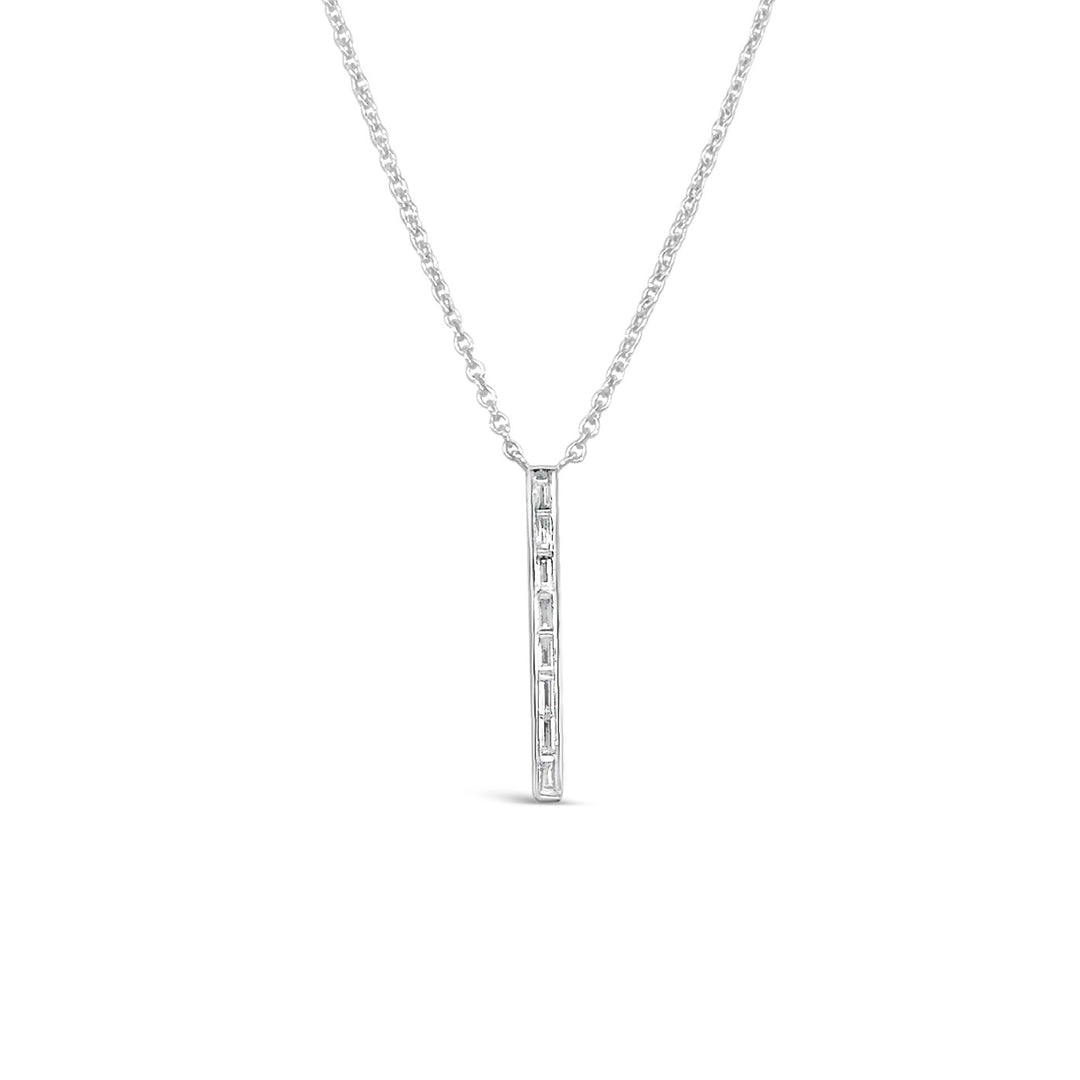 14K White Gold and .14ctw Diamond Line Necklace