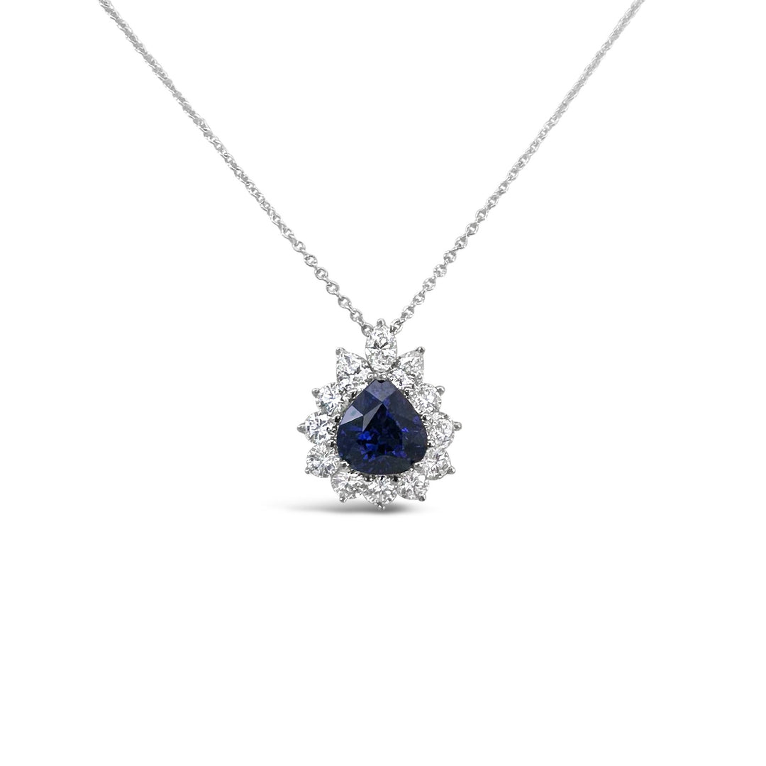 Platinum 2.92ct Ceylon Sapphire and 1.35ctw Diamond Estate Necklace