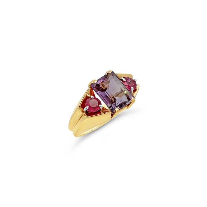 14K Yellow Gold 2.09ct Amethyst and Ruby Estate Ring