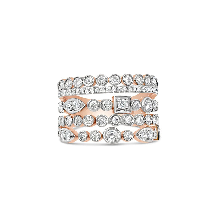 14K Rose Gold .94 CTW 5-Row Diamond Band