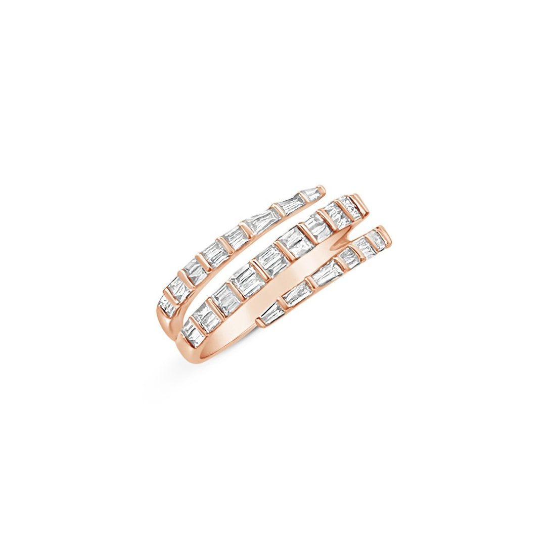 14K Rose Gold .82 CTW Diamond Baguette Coil Band