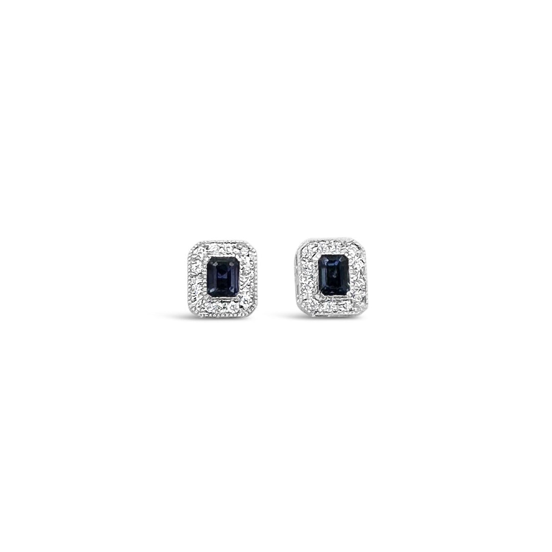 18K White Gold Sapphire Earrings