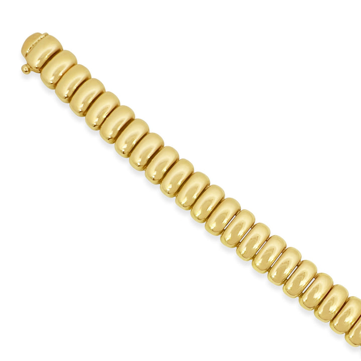 14K Yellow Gold Bubble Oval Link Bracelet