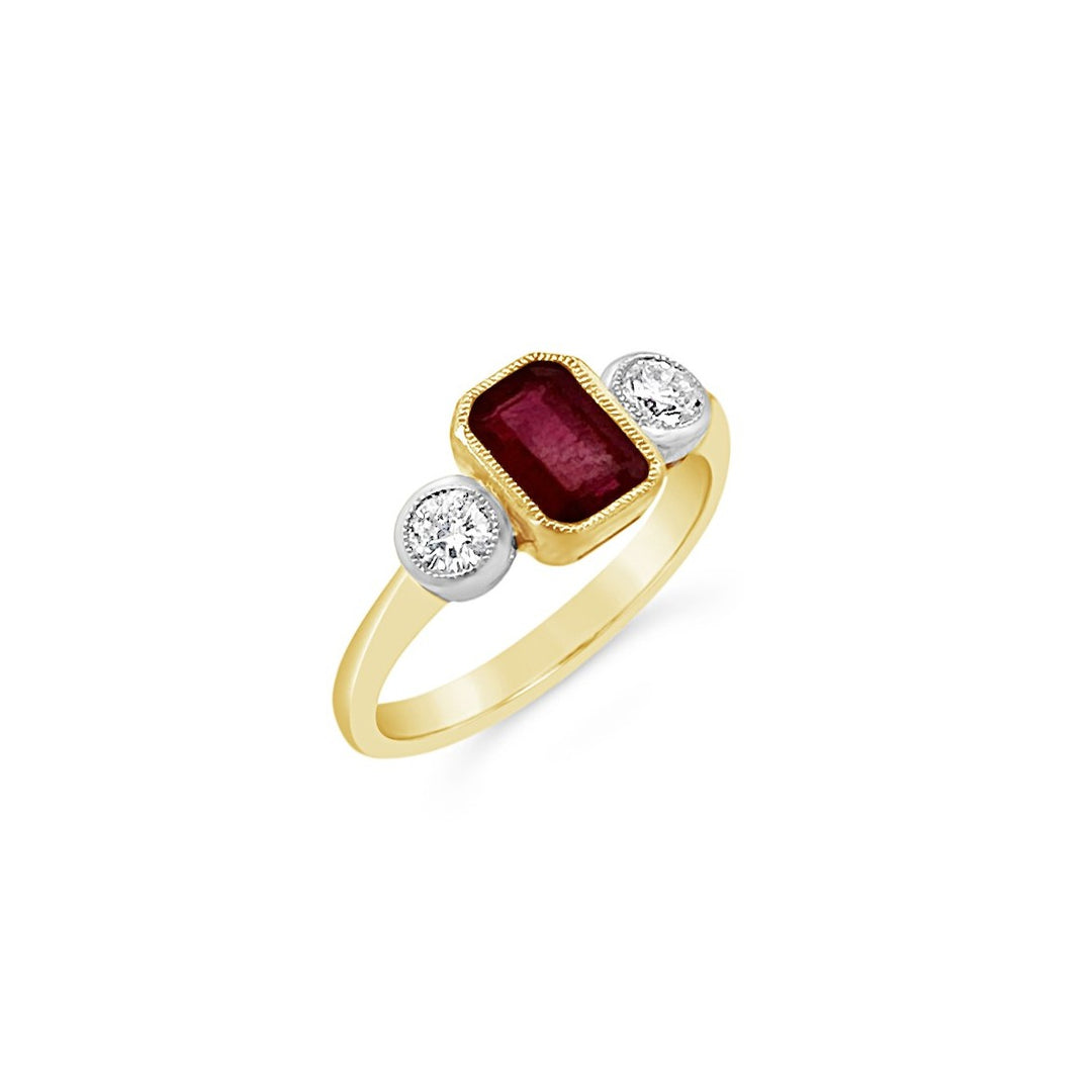 18K Yellow & White Gold 1.32 CT Ruby & .30 CT Diamond Ring