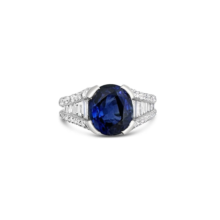 18K White Gold 4.22ct Sapphire and 1.70ctw Diamond Estate Ring