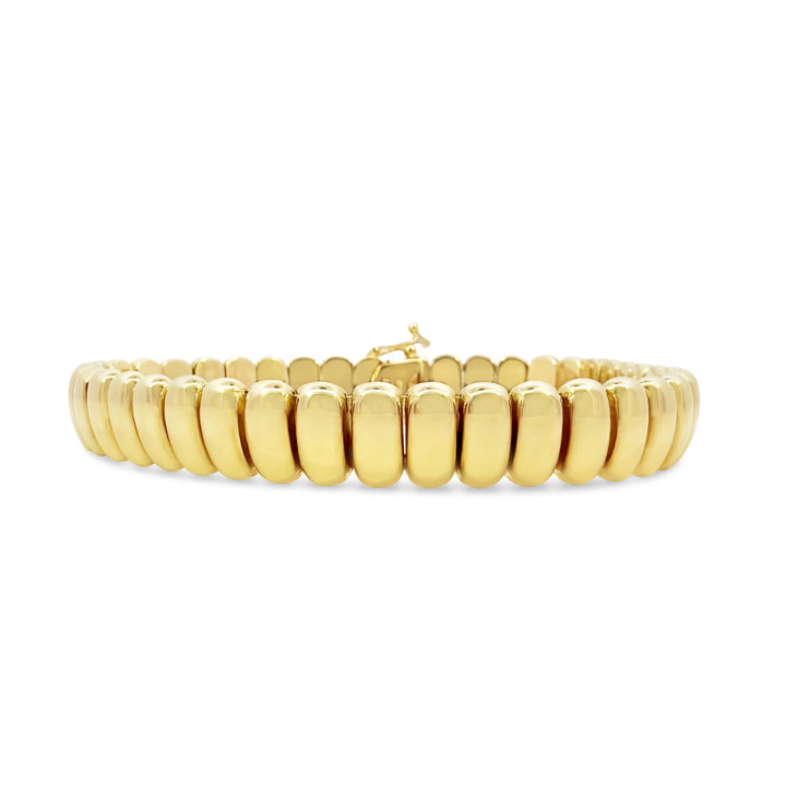 14K Yellow Gold Bubble Oval Link Bracelet