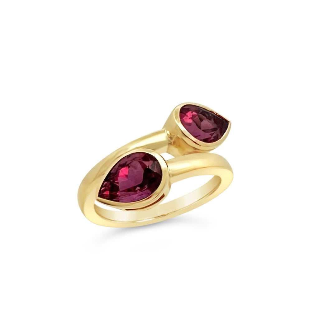 14K Yellow Gold 2.99ctw Pink Tourmaline Bypass Ring