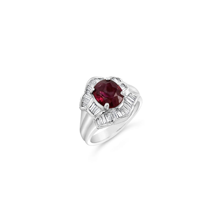 18K White Gold 2.01ct Ruby & 1.00ctw Diamond Estate Ring